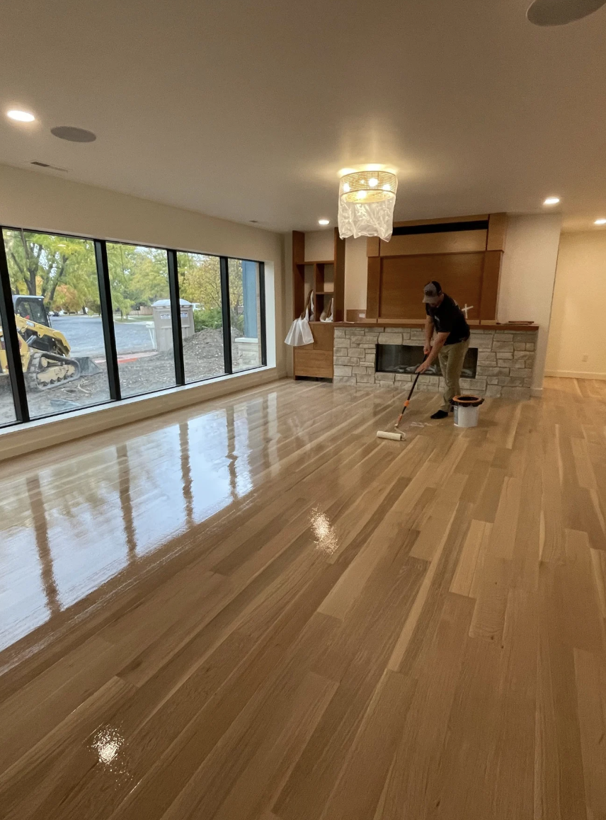 Jay Price working on a custom floor installation — Pine River Construction, Utah