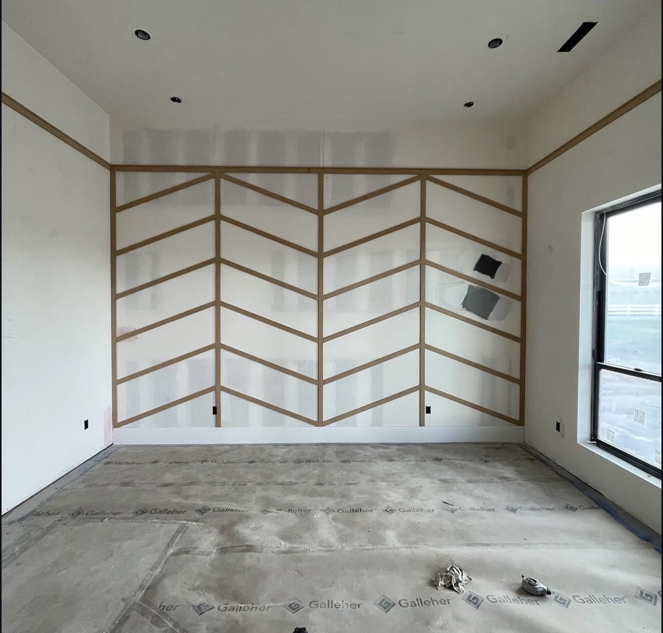 Accent wall installation in progress