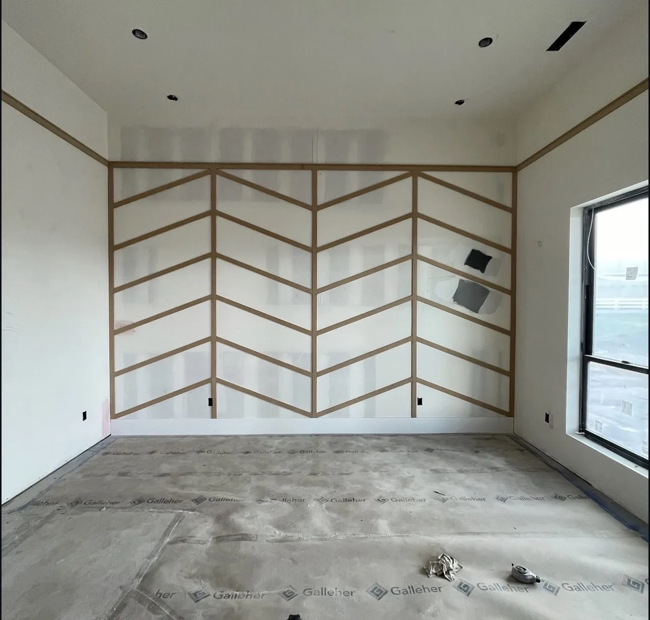 Accent wall installation in progress